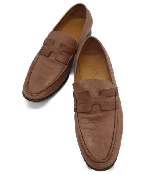 HERMES（エルメス）HERMES (エルメス) Hローファー ブラウン サイズ:41の古着・服飾アイテム