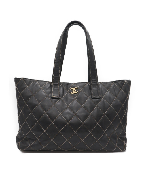 CHANEL（シャネル）CHANEL (シャネル) ワイルドステッチトートバッグ ブラック 6015700の古着・服飾アイテム