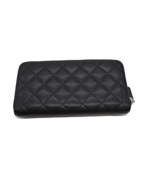 CHANEL（シャネル）CHANEL (シャネル) ラウンドジップウォレット ブラック マトラッセ A50097 19762972の古着・服飾アイテム