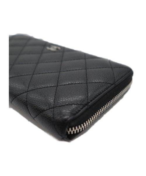 CHANEL（シャネル）CHANEL (シャネル) ラウンドジップウォレット ブラック マトラッセ A50097 19762972の古着・服飾アイテム