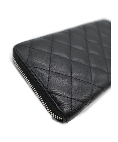 CHANEL（シャネル）CHANEL (シャネル) ラウンドジップウォレット ブラック マトラッセ A50097 19762972の古着・服飾アイテム