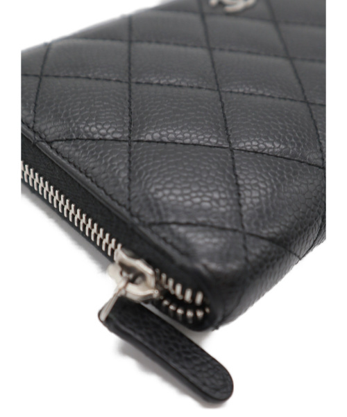 CHANEL（シャネル）CHANEL (シャネル) ラウンドジップウォレット ブラック マトラッセ A50097 19762972の古着・服飾アイテム