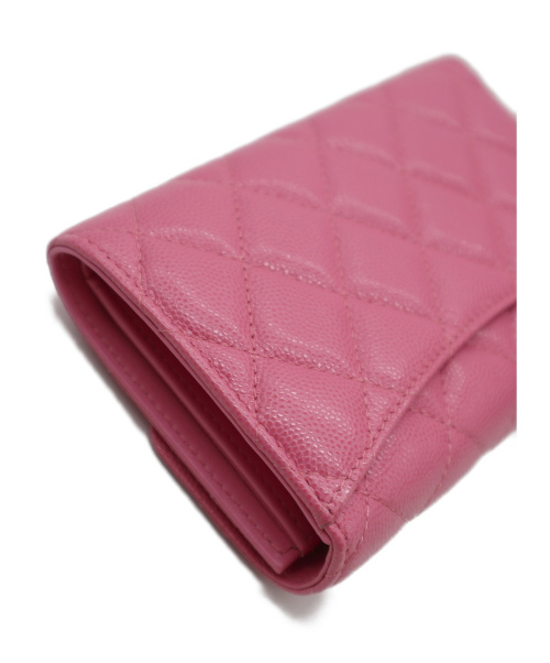 CHANEL（シャネル）CHANEL (シャネル) キャビアスキン3つ折りウォレット ショッキングピンク 29786798の古着・服飾アイテム