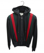 GUCCIグッチ）の古着「テクニカルジャージーパーカー」｜ブラック×グリーン