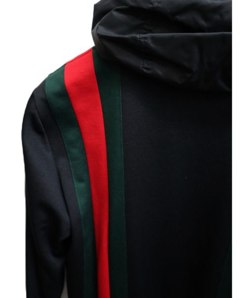 GUCCI（グッチ）GUCCI (グッチ) テクニカルジャージーパーカー ブラック×グリーン サイズ:XSの古着・服飾アイテム