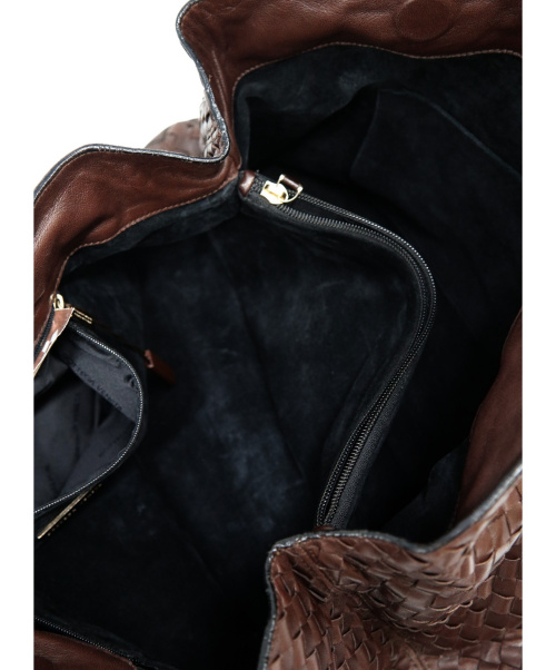 BOTTEGA VENETA（ボッテガベネタ）BOTTEGA VENETA (ボッテガベネタ) [OLD]オールドイントレチャートトートバッグ ブラウン OL00005444D017の古着・服飾アイテム