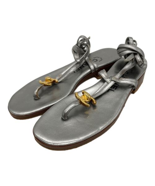 CHANEL（シャネル）CHANEL (シャネル) ココマークレースアップサンダル シルバー サイズ:SIZE 23cmの古着・服飾アイテム