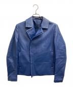Calvin Kleinカルバンクライン）の古着「ラムレザーライダースジャケット」｜ブルー