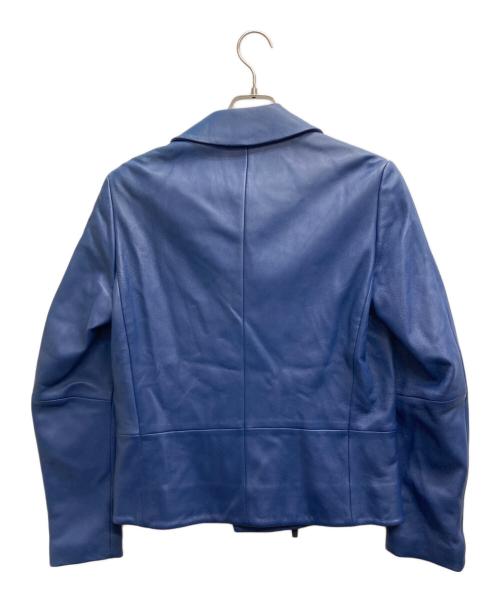 Calvin Klein（カルバンクライン）Calvin Klein (カルバンクライン) ラムレザーライダースジャケット ブルー サイズ:Sの古着・服飾アイテム