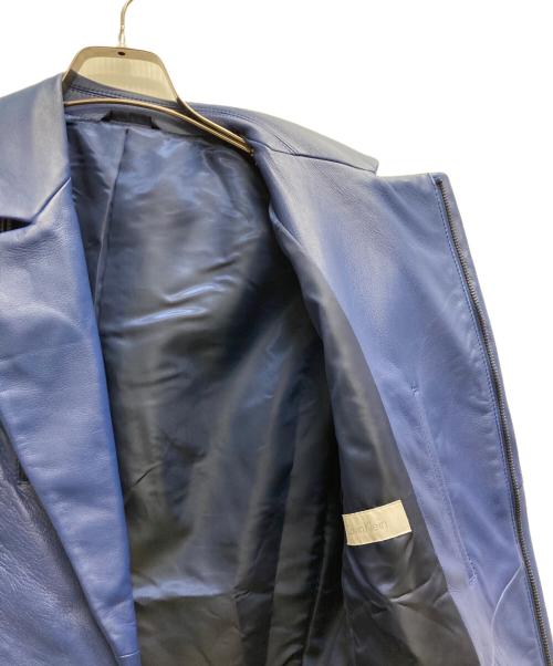 Calvin Klein（カルバンクライン）Calvin Klein (カルバンクライン) ラムレザーライダースジャケット ブルー サイズ:Sの古着・服飾アイテム