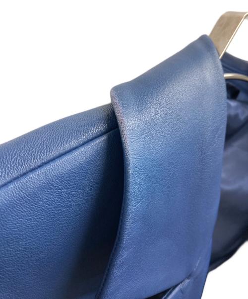 Calvin Klein（カルバンクライン）Calvin Klein (カルバンクライン) ラムレザーライダースジャケット ブルー サイズ:Sの古着・服飾アイテム