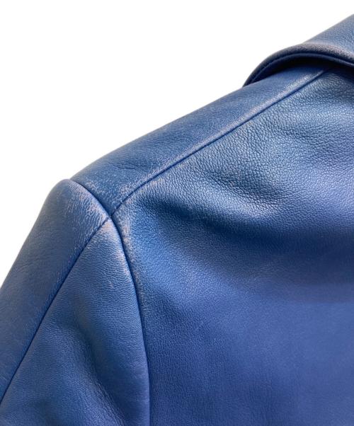 Calvin Klein（カルバンクライン）Calvin Klein (カルバンクライン) ラムレザーライダースジャケット ブルー サイズ:Sの古着・服飾アイテム