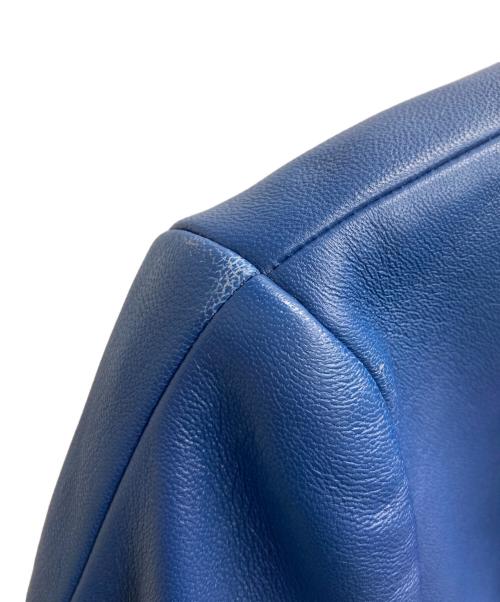 Calvin Klein（カルバンクライン）Calvin Klein (カルバンクライン) ラムレザーライダースジャケット ブルー サイズ:Sの古着・服飾アイテム