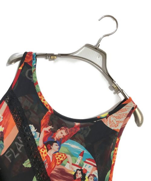 TOKUKO1erVOL（トクコプルミエヴォル）TOKUKO1erVOL (トクコプルミエヴォル) 総柄ノースリーブワンピース ブラック サイズ:9の古着・服飾アイテム