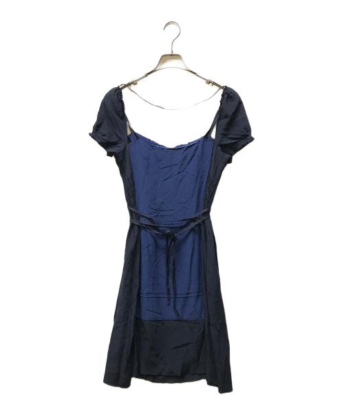 MIU MIU（ミュウミュウ）MIU MIU (ミュウミュウ) アーカイブシルクパフスリーブチュニック ネイビー サイズ:42の古着・服飾アイテム