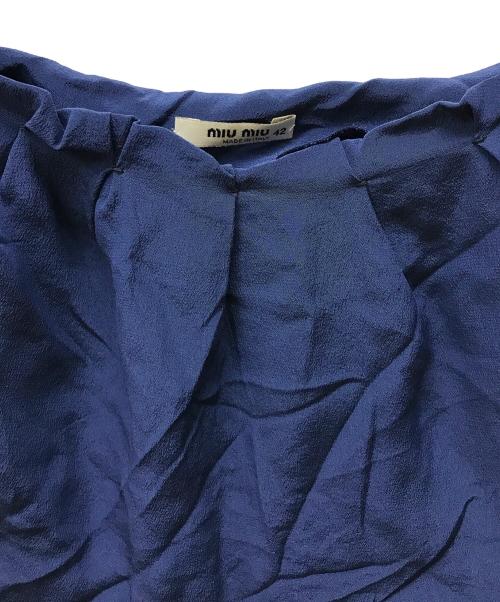 MIU MIU（ミュウミュウ）MIU MIU (ミュウミュウ) アーカイブシルクパフスリーブチュニック ネイビー サイズ:42の古着・服飾アイテム