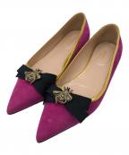 GUCCIグッチ）の古着「BEEモチーフスウェードパンプス」｜パープル