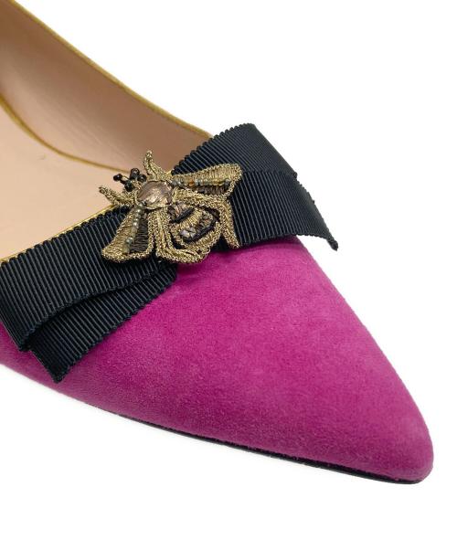 GUCCI（グッチ）GUCCI (グッチ) BEEモチーフスウェードパンプス パープル サイズ:23㎝の古着・服飾アイテム