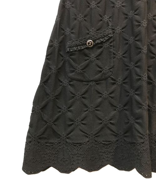 CHANEL（シャネル）CHANEL (シャネル) クロシェニットワンピース ブラック サイズ:42の古着・服飾アイテム