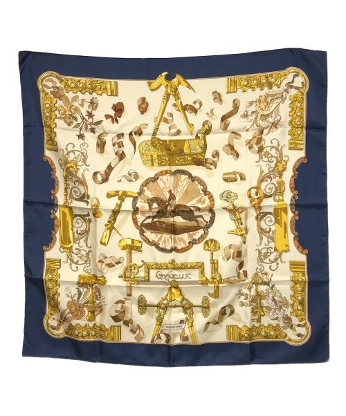 HERMES（エルメス）HERMES (エルメス) copeauxカレ90 ネイビーの古着・服飾アイテム