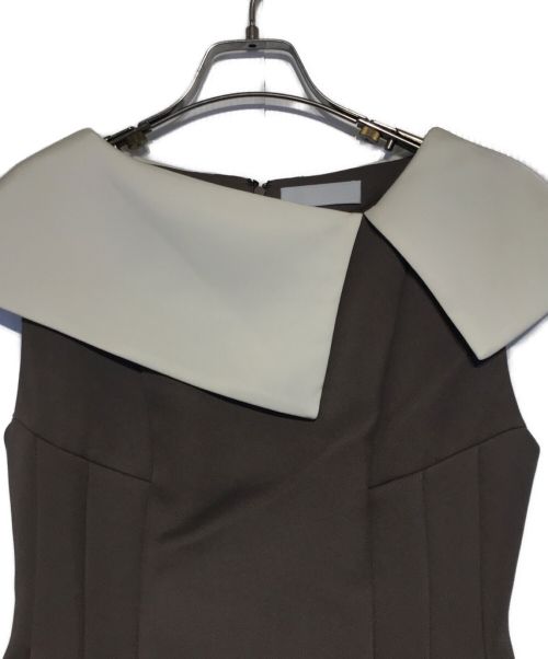 CELFORD（セルフォード）CELFORD (セルフォード) ホールドカラーフレアドレス ブラウン サイズ:38の古着・服飾アイテム