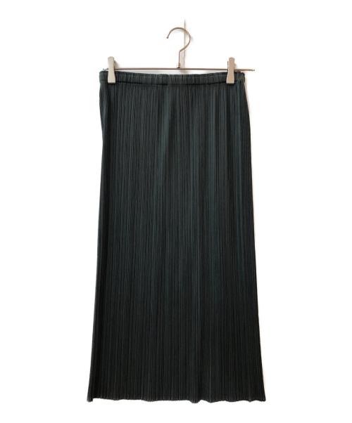 PLEATS PLEASE（プリーツプリーズ）PLEATS PLEASE (プリーツプリーズ) トーテムポール柄ロングプリーツスカート グリーン サイズ:2の古着・服飾アイテム