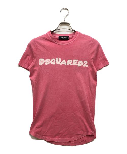 DSQUARED2（ディースクエアード）DSQUARED2 (ディースクエアード) ガーメントダイロゴtシャツ ピンク サイズ:Ｓの古着・服飾アイテム