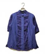 YACCO MARICARDヤッコマリカルド）の古着「シルクリネンシャツブラウス」｜ネイビー