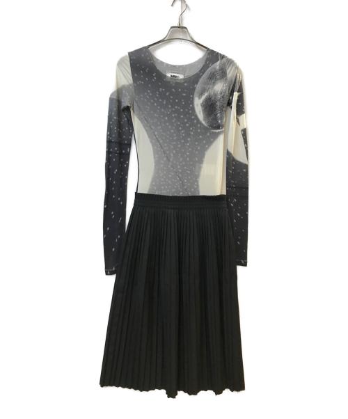 MM6 Maison Margiela（エムエムシックスメゾンマルジェラ）MM6 Maison Margiela (エムエムシックス メゾンマルジェラ) プリーツ切替ドレス グレー サイズ:Sの古着・服飾アイテム