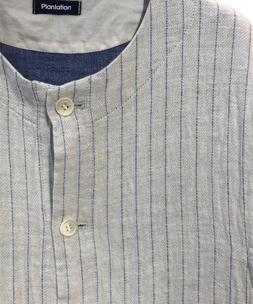 plantation（プランテーション）plantation (プランテーション) ストライプコットンオーバーコート ベージュ サイズ:Mの古着・服飾アイテム