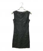 DROMeドローム）の古着「レザーノースリーブワンピース」｜ブラック