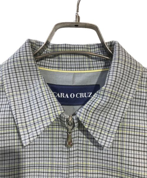CARA O CRUZ（キャラ オ クルス）CARA O CRUZ (キャラ オ クルス) のびのびチェックのジップアップジャケット グレー サイズ:9の古着・服飾アイテム