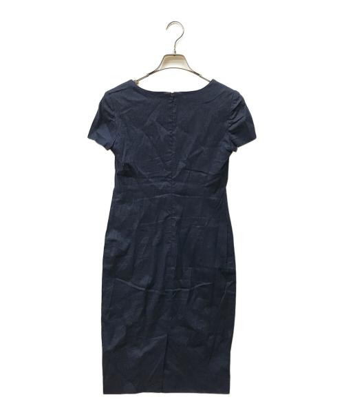 EMPORIO ARMANI（エンポリオアルマーニ）EMPORIO ARMANI (エンポリオアルマーニ) ストレッチリネンワンピース ネイビー サイズ:40の古着・服飾アイテム