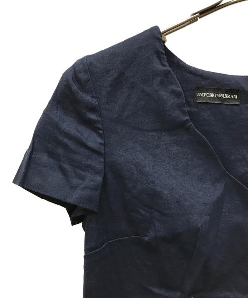 EMPORIO ARMANI（エンポリオアルマーニ）EMPORIO ARMANI (エンポリオアルマーニ) ストレッチリネンワンピース ネイビー サイズ:40の古着・服飾アイテム