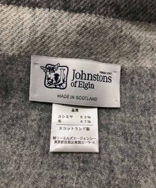 JOHNSTONS OF ELGIN（ジョンストンズオブエルガン）JOHNSTONS OF ELGIN (ジョンストンズオブエルガン) 大判カシミヤブレンドマフラー グレーの古着・服飾アイテム