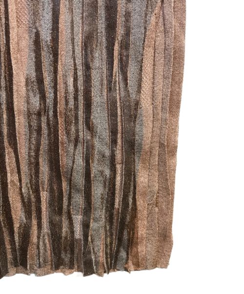 Salvatore Ferragamo（サルヴァトーレ フェラガモ）Salvatore Ferragamo (サルヴァトーレ フェラガモ) シルク切替プリーツニットワンピース ブラウン サイズ:Ｍの古着・服飾アイテム