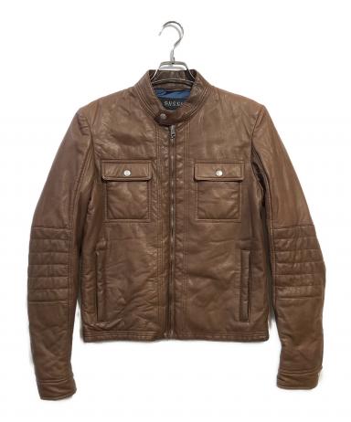 中古・古着通販】GUCCI (グッチ) ラムレザージャケット ブラウン