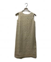 LANVIN COLLECTION（ランバンコレクション）の古着「ノースリーブ刺繍ワンピース」｜ベージュ
