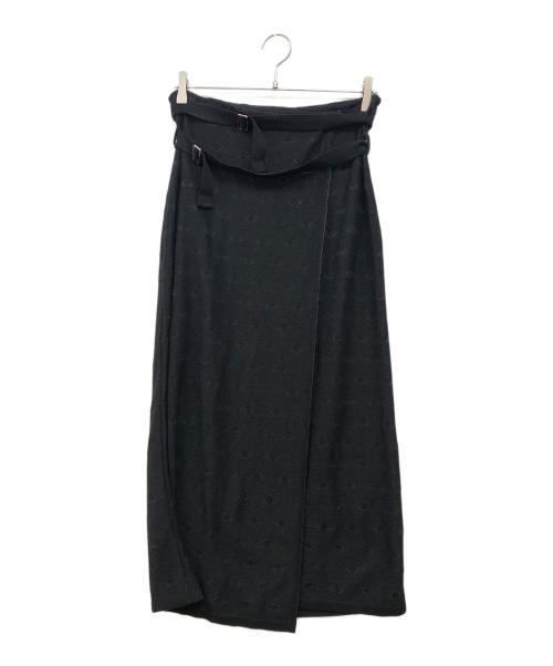 TAN（タン）TAN (タン) ニットラップスカート ブラック サイズ:FREEの古着・服飾アイテム
