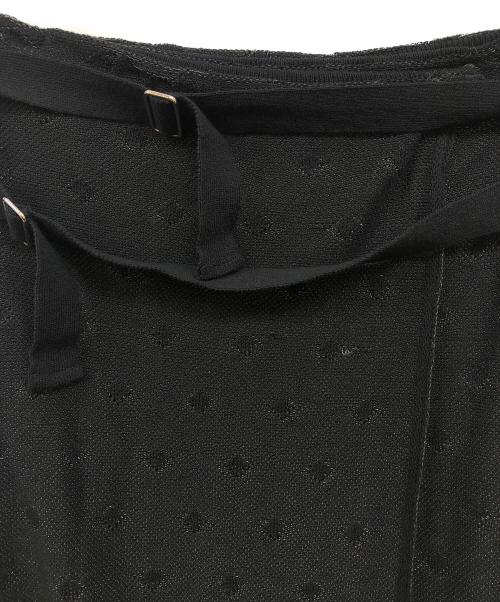 TAN（タン）TAN (タン) ニットラップスカート ブラック サイズ:FREEの古着・服飾アイテム
