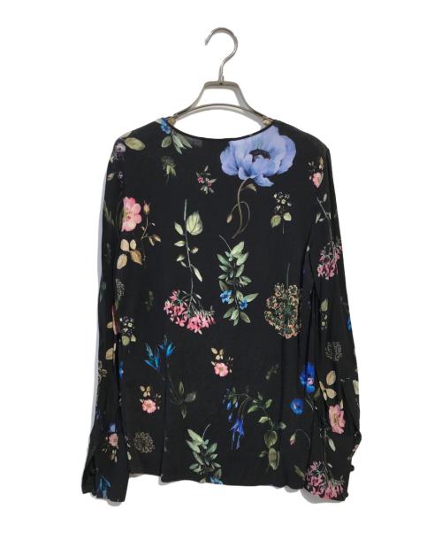 MAX&Co.（マックスアンドコー）MAX&Co. (マックスアンドコー) フラワープリントシルクブラウス ブラック サイズ:Mの古着・服飾アイテム