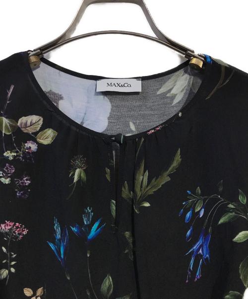 MAX&Co.（マックスアンドコー）MAX&Co. (マックスアンドコー) フラワープリントシルクブラウス ブラック サイズ:Mの古着・服飾アイテム