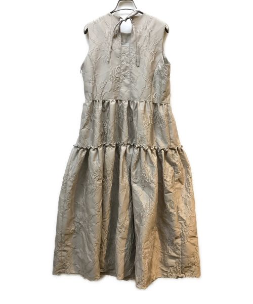 anuans（アニュアンス）anuans (アニュアンス) ジャガードギャザーワンピース ベージュ サイズ:Mの古着・服飾アイテム