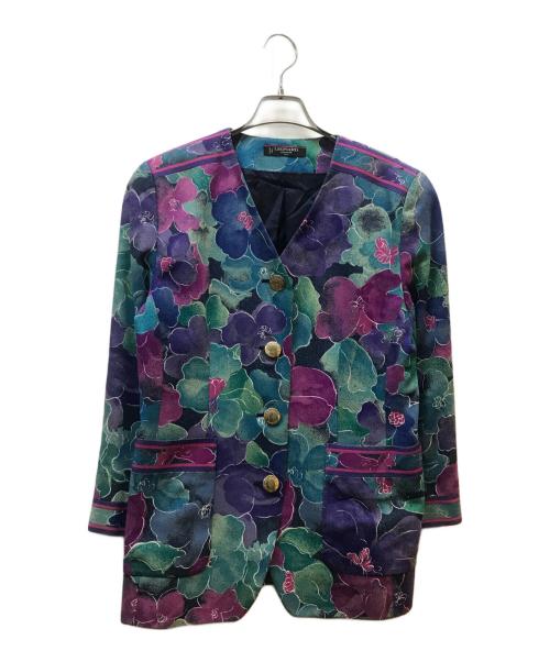 LEONARD（レオナール）LEONARD (レオナール) シルクテーラードジャケット ブルー×パープル サイズ:11ARの古着・服飾アイテム
