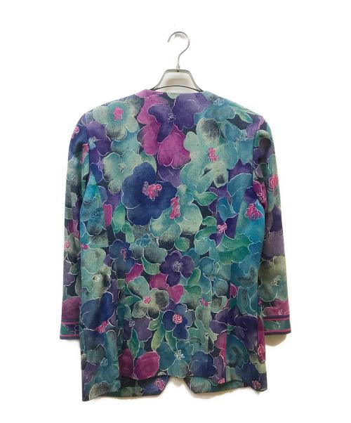 LEONARD（レオナール）LEONARD (レオナール) シルクテーラードジャケット ブルー×パープル サイズ:11ARの古着・服飾アイテム