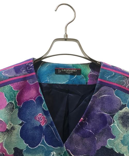 LEONARD（レオナール）LEONARD (レオナール) シルクテーラードジャケット ブルー×パープル サイズ:11ARの古着・服飾アイテム
