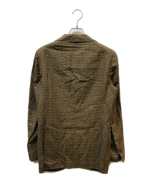 Errico Formicola（エリコフォルミコラ）Errico Formicola (エリコフォルミコラ) ギンガムチェックコットンリネン2Bジャケット ブラウン サイズ:44の古着・服飾アイテム