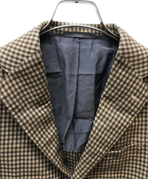 Errico Formicola（エリコフォルミコラ）Errico Formicola (エリコフォルミコラ) ギンガムチェックコットンリネン2Bジャケット ブラウン サイズ:44の古着・服飾アイテム