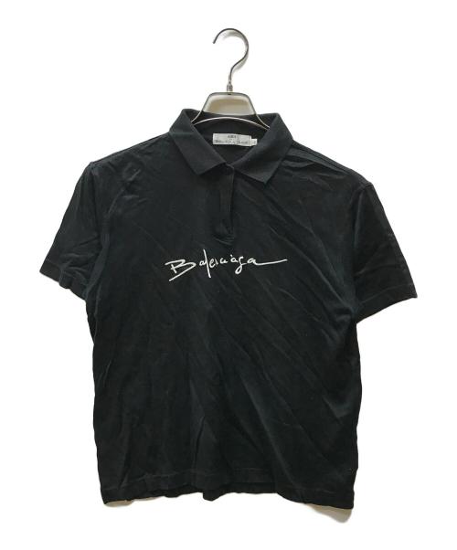 BALENCIAGA（バレンシアガ）BALENCIAGA (バレンシアガ) オールドロゴ刺繍ポロシャツ ブラック サイズ:Lの古着・服飾アイテム