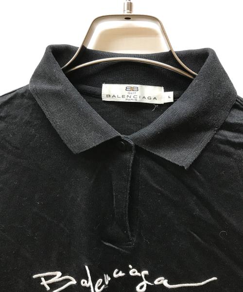 BALENCIAGA（バレンシアガ）BALENCIAGA (バレンシアガ) オールドロゴ刺繍ポロシャツ ブラック サイズ:Lの古着・服飾アイテム